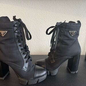 Prada Women's Black Lace-Up Ankle Boots